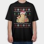 Cat With Gifts Ugly Sweater, Tricou Oversize Barbati (Unisex)