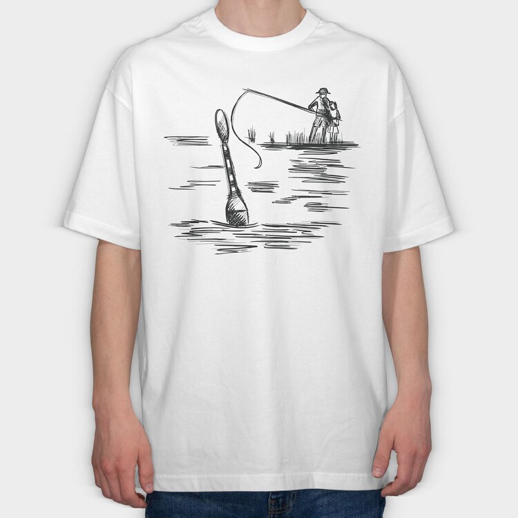 Monochrome Sketch Water, Tricou Oversize Barbati (Unisex)