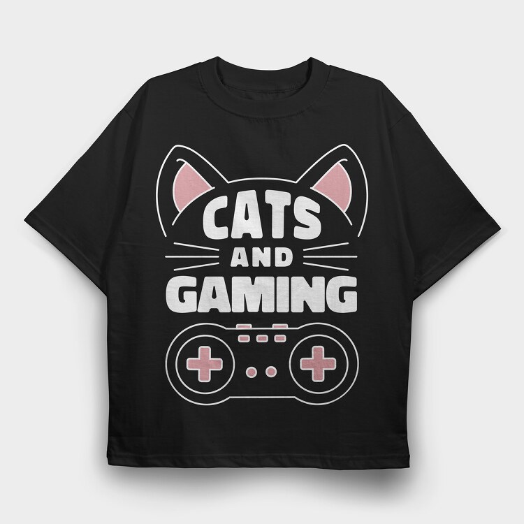 Cats and Gaming, Tricou Oversize Barbati (Unisex)