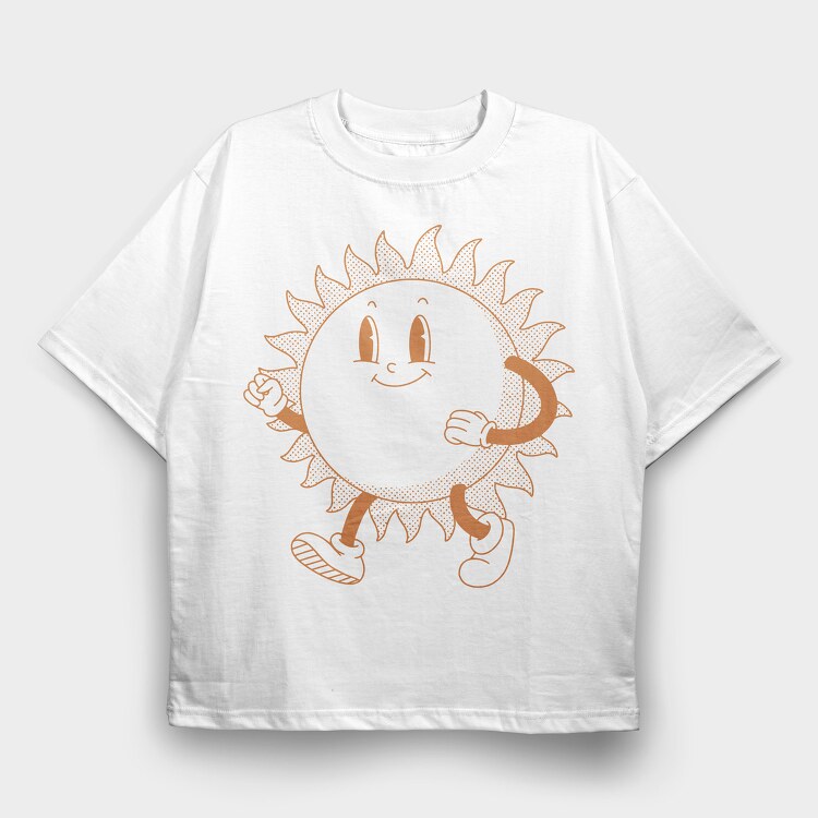 Retro Cartoon Sun, Tricou Oversize Barbati (Unisex)