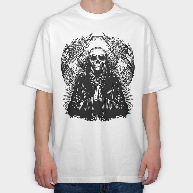 Angel Skull, Tricou Oversize Barbati (Unisex)