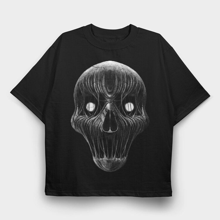 Horror Skull Monochrome, Tricou Oversize Barbati (Unisex)