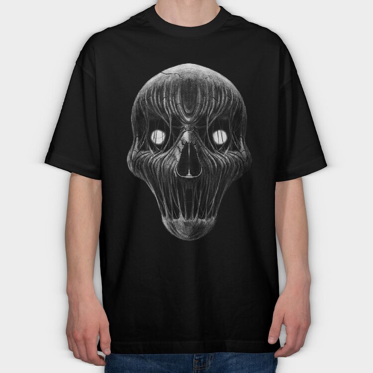 Horror Skull Monochrome, Tricou Oversize Barbati (Unisex)