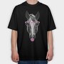 Horse Bubblegum Monochrome, Tricou Oversize Barbati (Unisex)