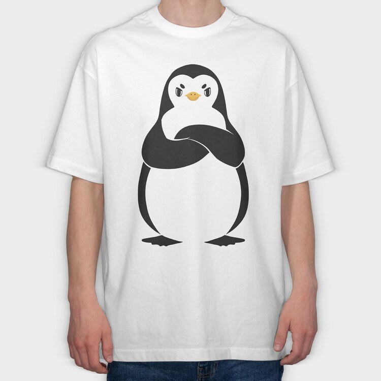 Angry Pinguin, Tricou Oversize Barbati (Unisex)