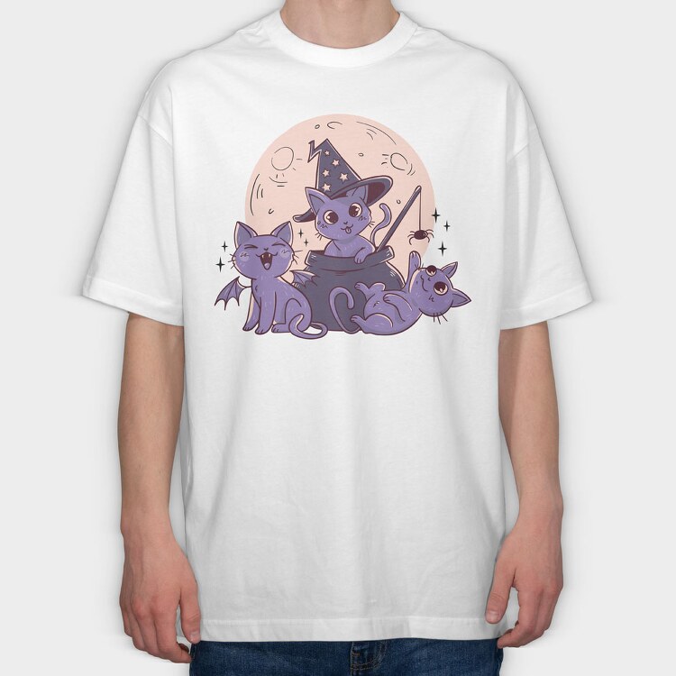 Cats Halloween Composition, Tricou Oversize Barbati (Unisex)
