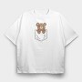 Teddy Bear Middle Finger Pocket, Tricou Oversize Barbati (Unisex)
