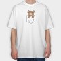 Teddy Bear Middle Finger Pocket, Tricou Oversize Barbati (Unisex)