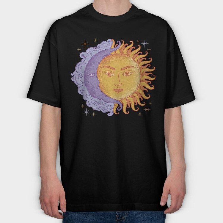 Moon and Sun Color, Tricou Oversize Barbati (Unisex)