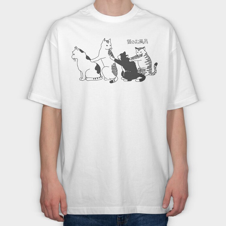 Cats Japanese Bath, Tricou Oversize Barbati (Unisex)