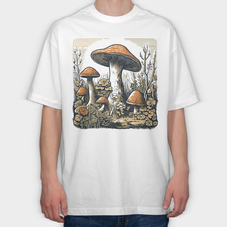 Retro Funghi, Tricou Oversize Barbati (Unisex)