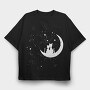 Cats Love Moon, Tricou Oversize Barbati (Unisex)