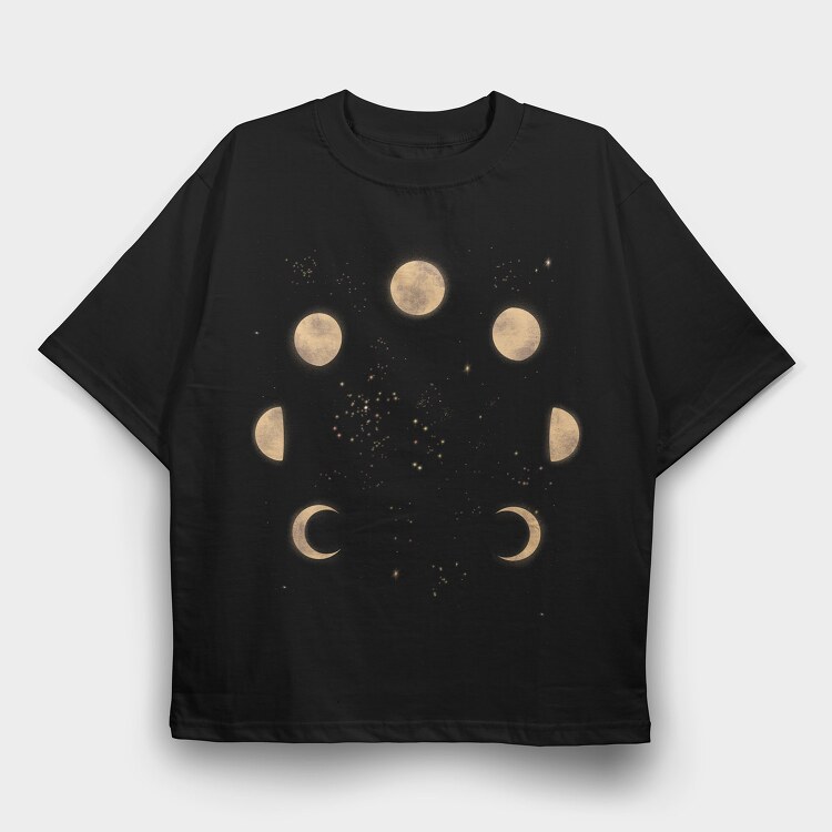 Moon Phases in Space, Tricou Oversize Barbati (Unisex)