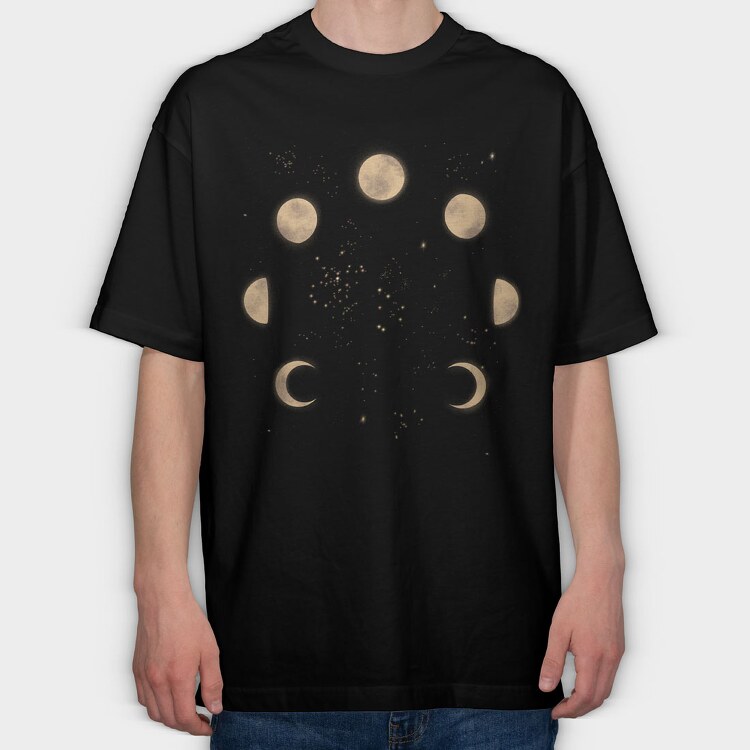 Moon Phases in Space, Tricou Oversize Barbati (Unisex)
