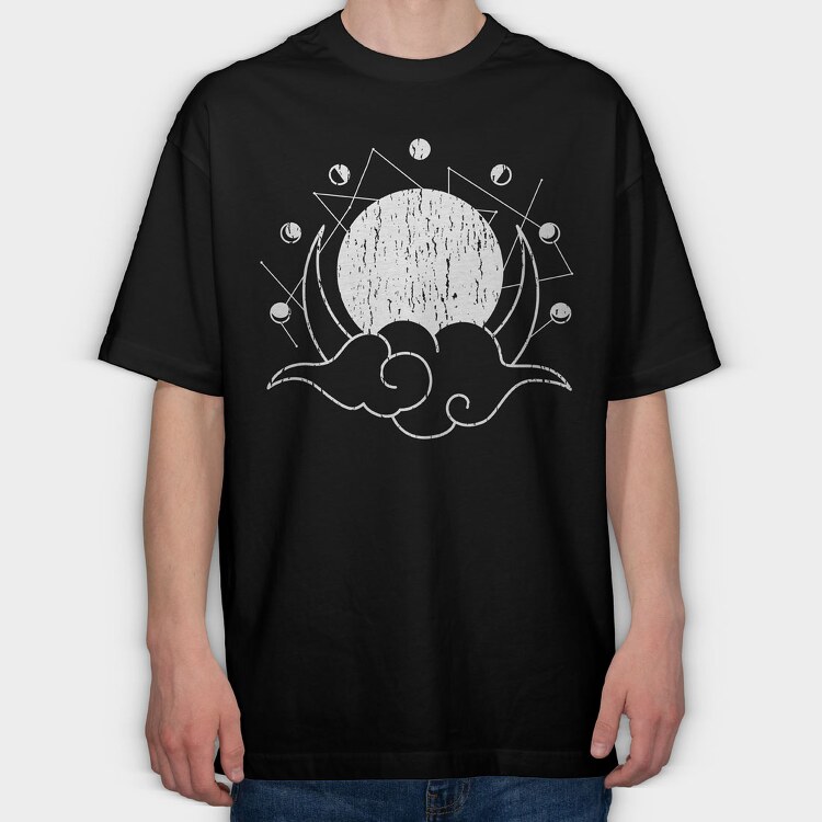 Moon Phases Monochrome, Tricou Oversize Barbati (Unisex)