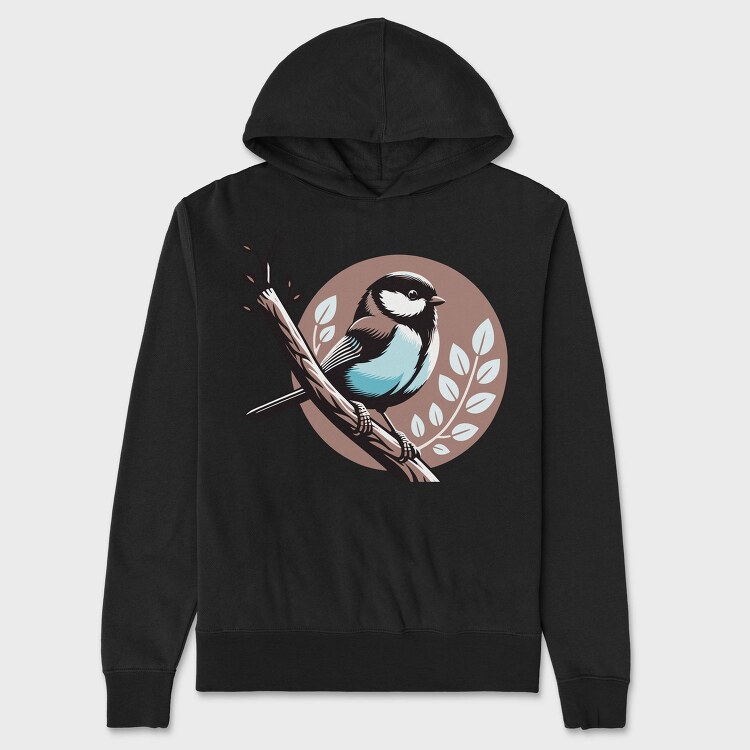 Chickadee Branch Circle, Hanorac Oversize Barbati (Unisex)