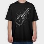Electric Guitar Formed by Notes and Signs, Tricou Oversize Barbati (Unisex)