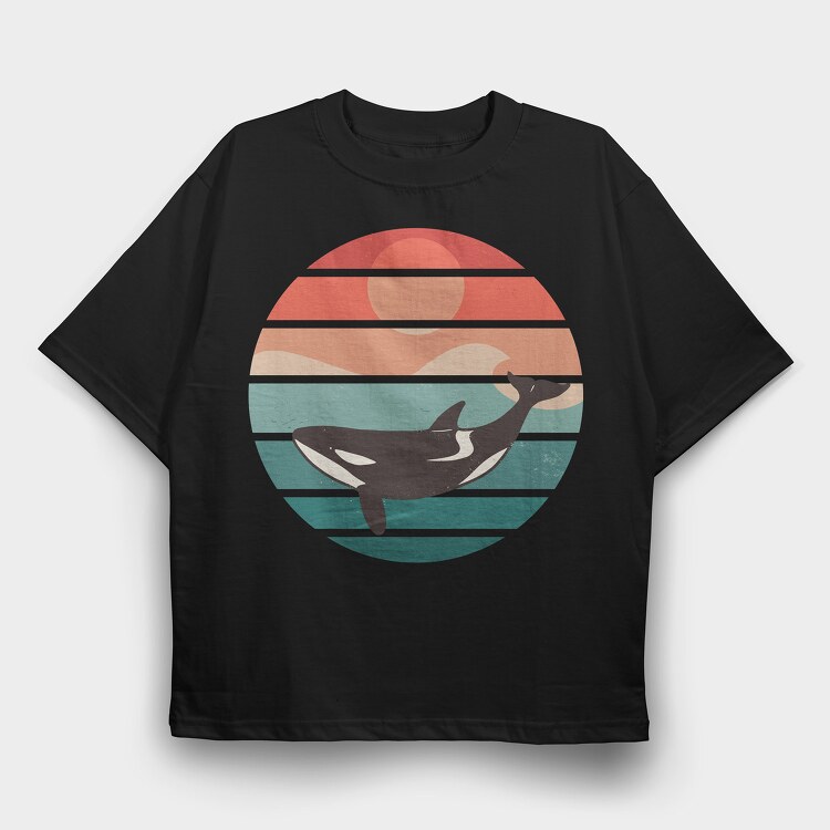 Retro Orca, Tricou Oversize Barbati (Unisex)