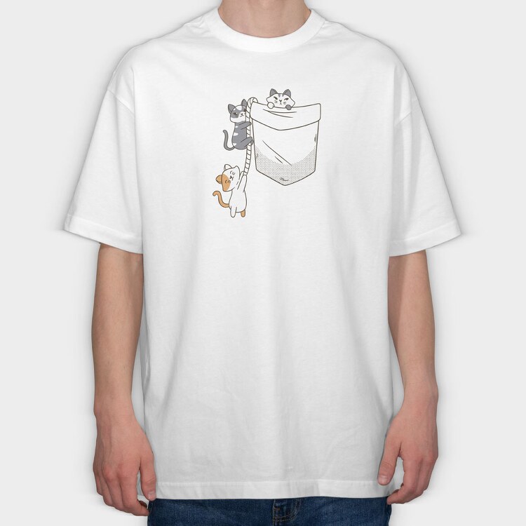 Cats Pocket, Tricou Oversize Barbati (Unisex)