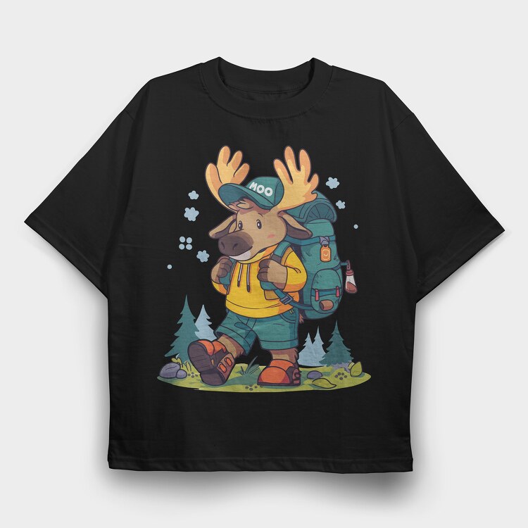 Moose Hiking, Tricou Oversize Barbati (Unisex)