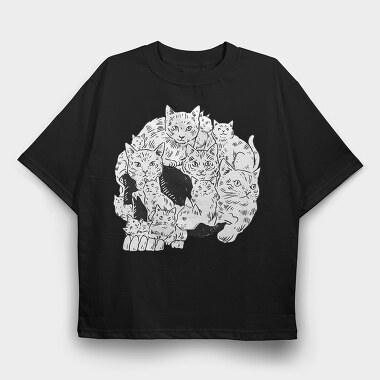 Cats Skull, Tricou Oversize Barbati (Unisex)