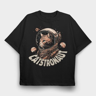 Catstronaut, Tricou Oversize Barbati (Unisex)