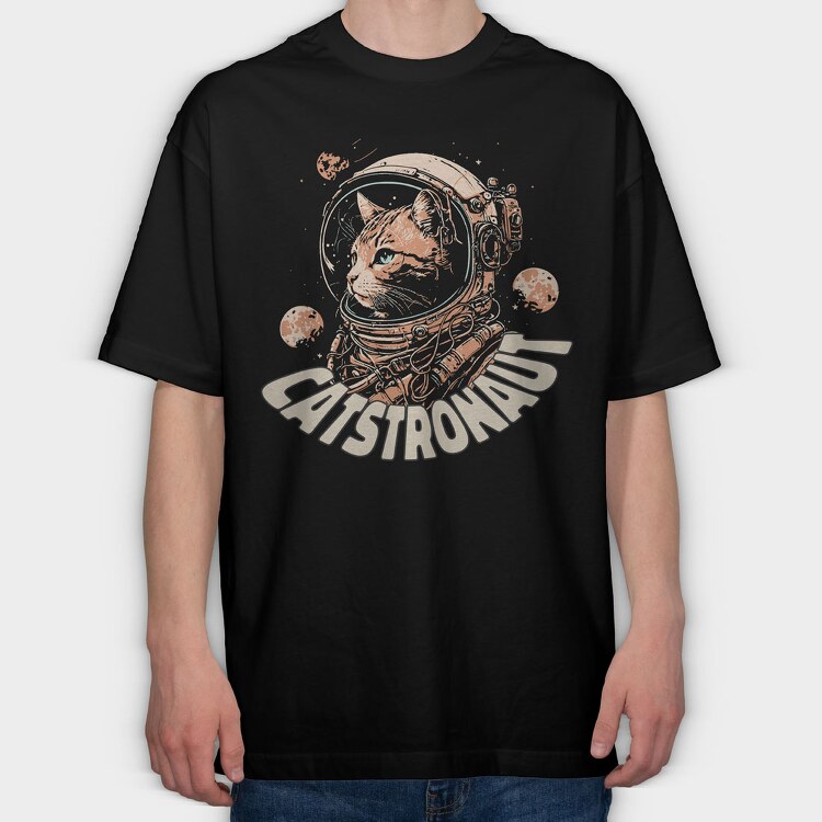 Catstronaut, Tricou Oversize Barbati (Unisex)