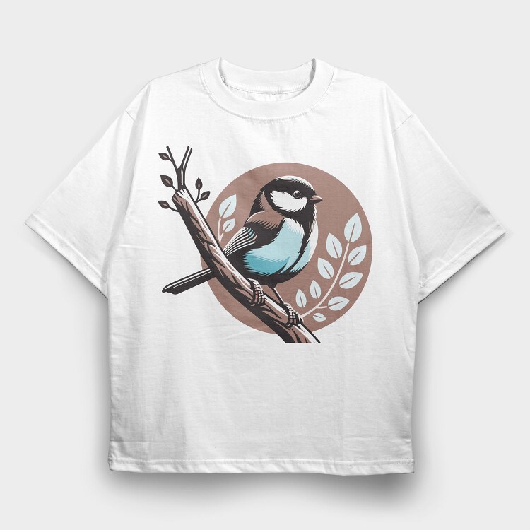 Chickadee Branch Circle, Tricou Oversize Barbati (Unisex)