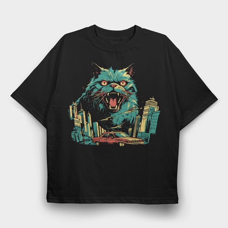 Catzilla 2, Tricou Oversize Barbati (Unisex)