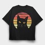 Retro Sunset Cat, Tricou Oversize Barbati (Unisex)