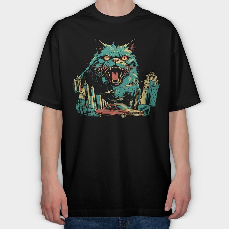 Catzilla 2, Tricou Oversize Barbati (Unisex)