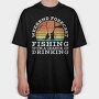 Retro Sunset Drink and Fishing, Tricou Oversize Barbati (Unisex)