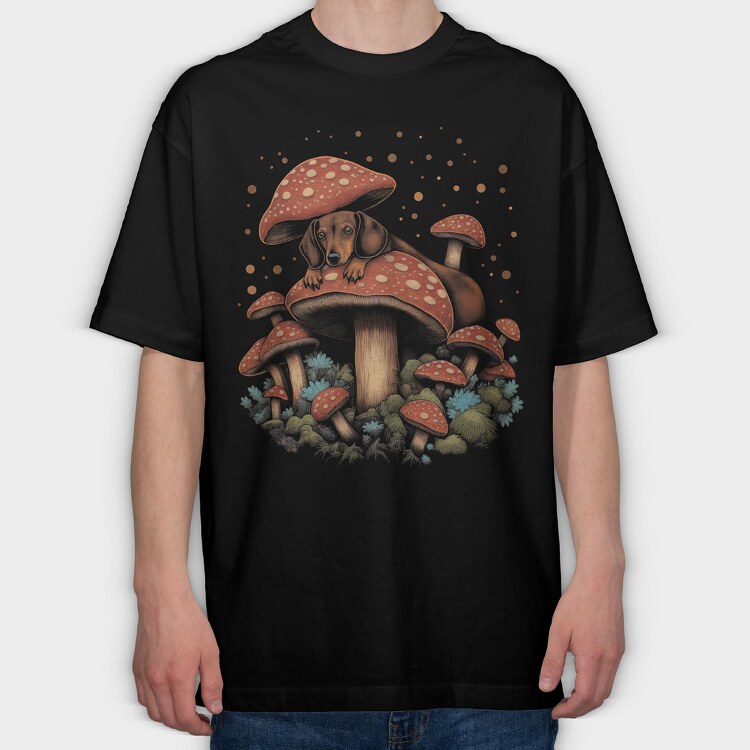 Moshrooms Dog, Tricou Oversize Barbati (Unisex)