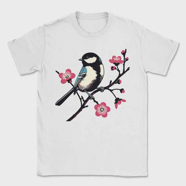 Chickadee On Blossom, Tricou Barbati (Unisex)