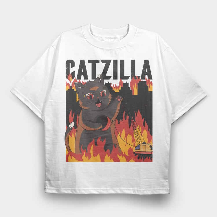 Catzilla, Tricou Oversize Barbati (Unisex)