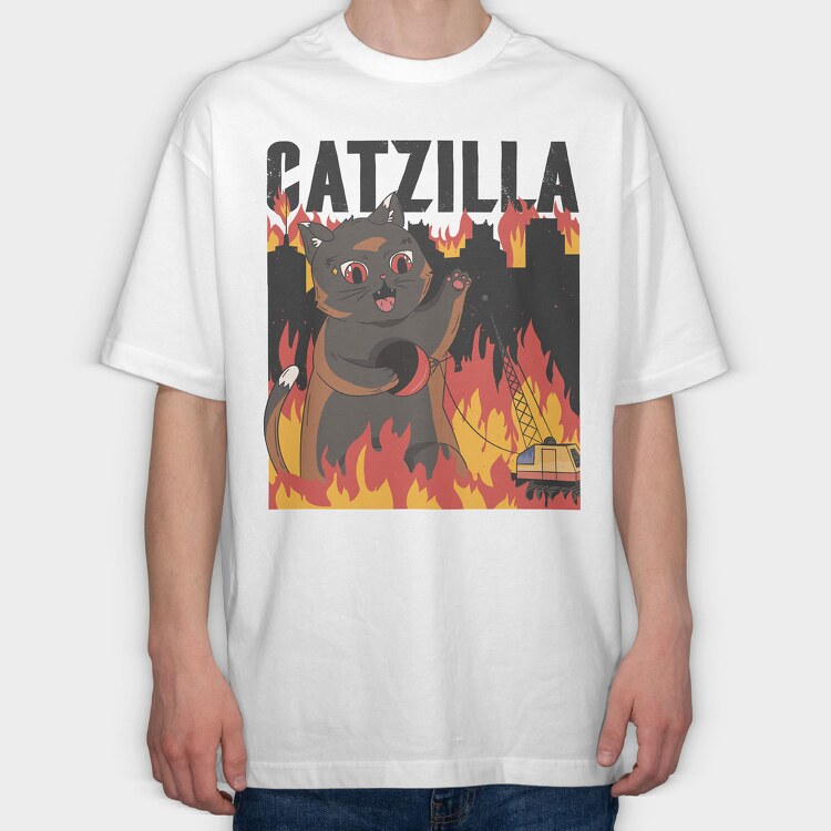 Catzilla, Tricou Oversize Barbati (Unisex)