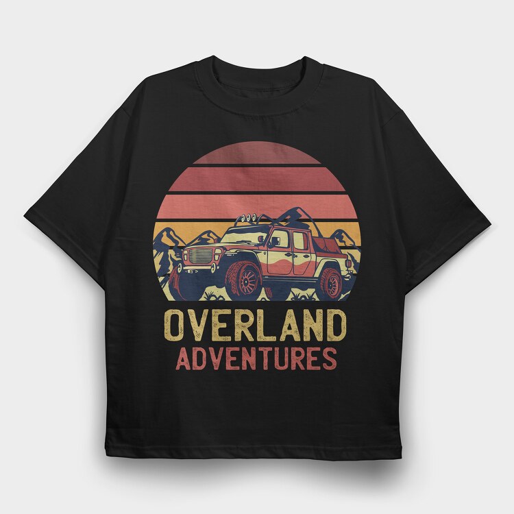Retro Sunset Overland Adventures, Tricou Oversize Barbati (Unisex)