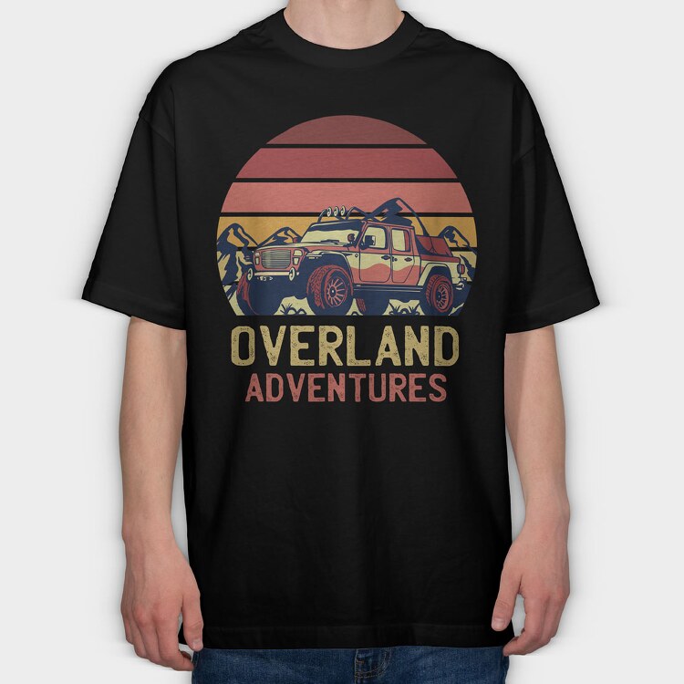 Retro Sunset Overland Adventures, Tricou Oversize Barbati (Unisex)