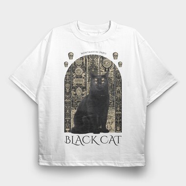 The Black Cat, Tricou Oversize Barbati (Unisex)