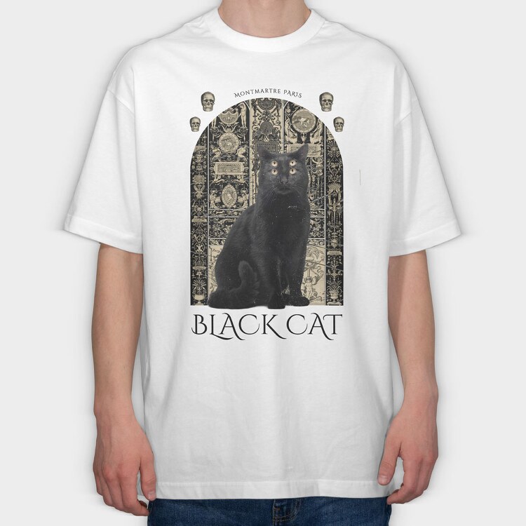 The Black Cat, Tricou Oversize Barbati (Unisex)