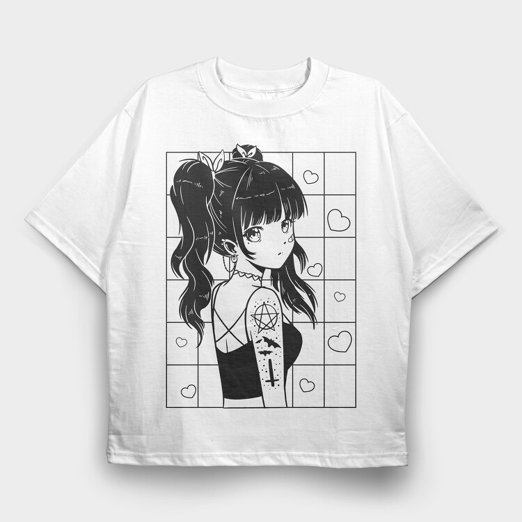 Anime Dark Cute, Tricou Oversize Barbati (Unisex)