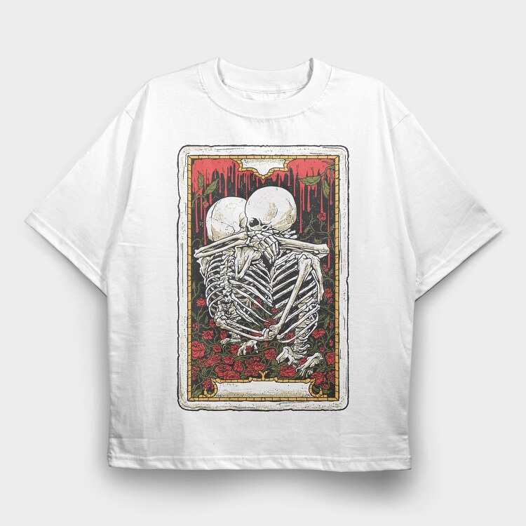 Hug Skeleton Card, Tricou Oversize Barbati (Unisex)