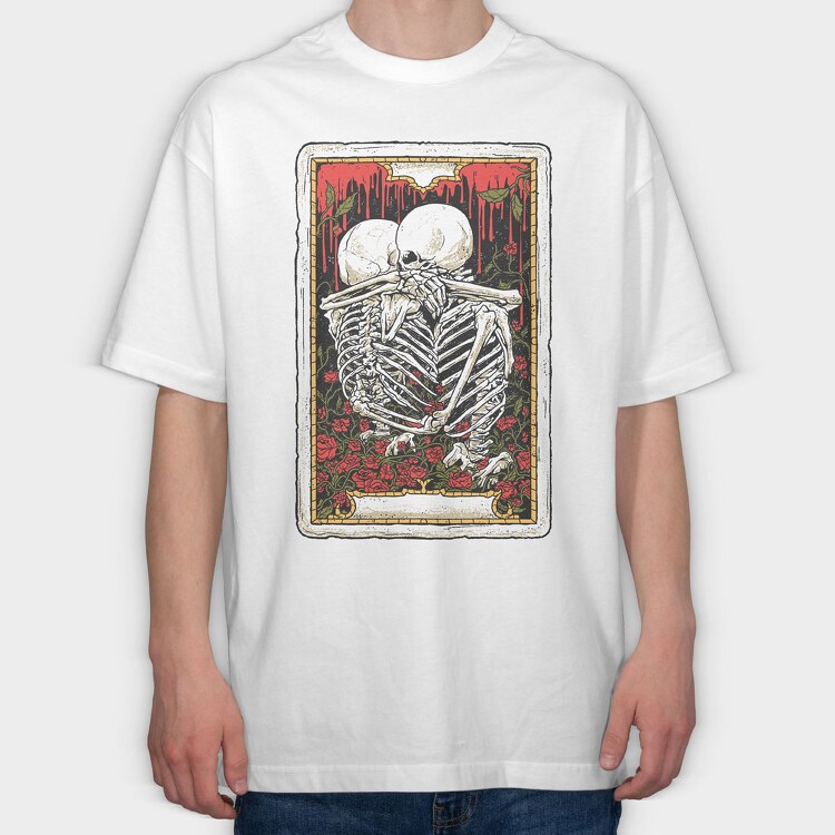 Hug Skeleton Card, Tricou Oversize Barbati (Unisex)