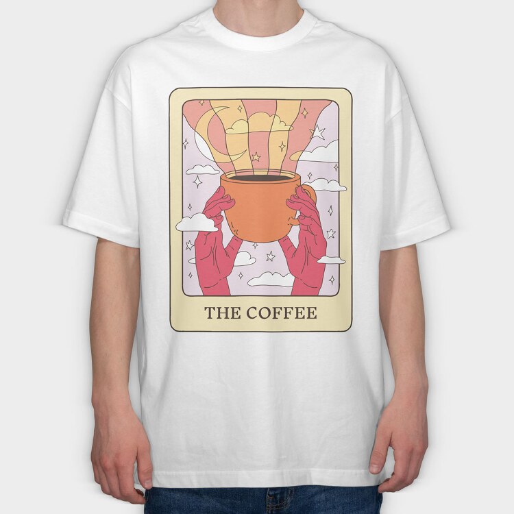 The Coffee Tarot Card, Tricou Oversize Barbati (Unisex)