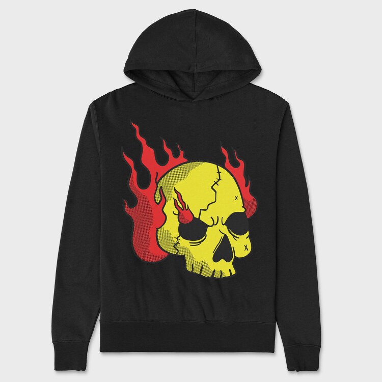 Burning Skull, Hanorac Oversize Barbati (Unisex)