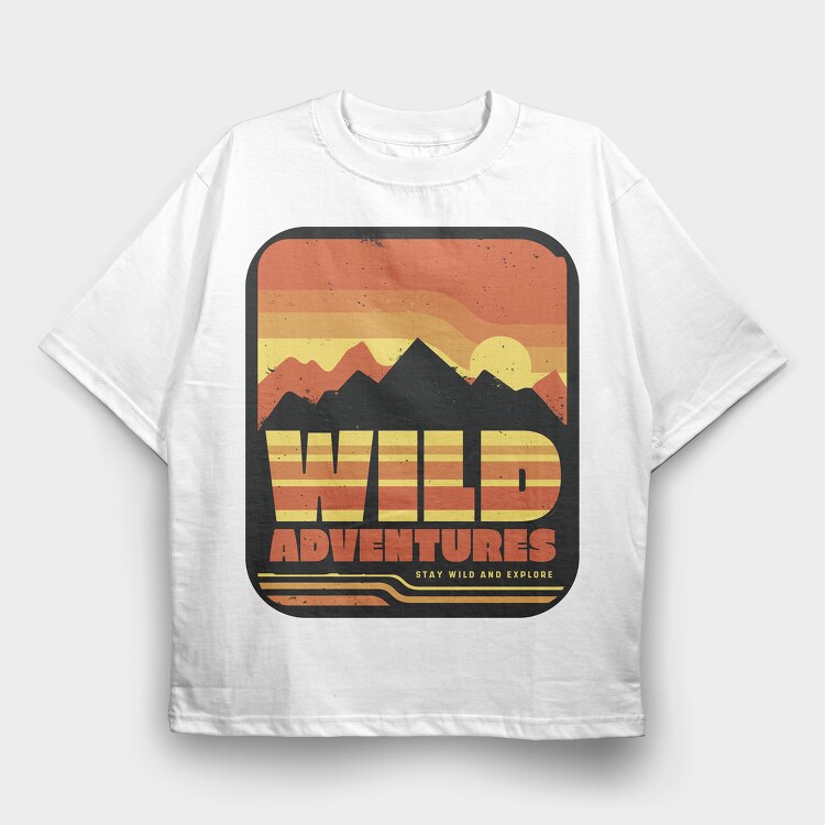 Retro Sunset Wild Adventures, Tricou Oversize Barbati (Unisex)