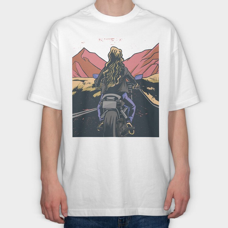 Motorbike Landscape, Tricou Oversize Barbati (Unisex)
