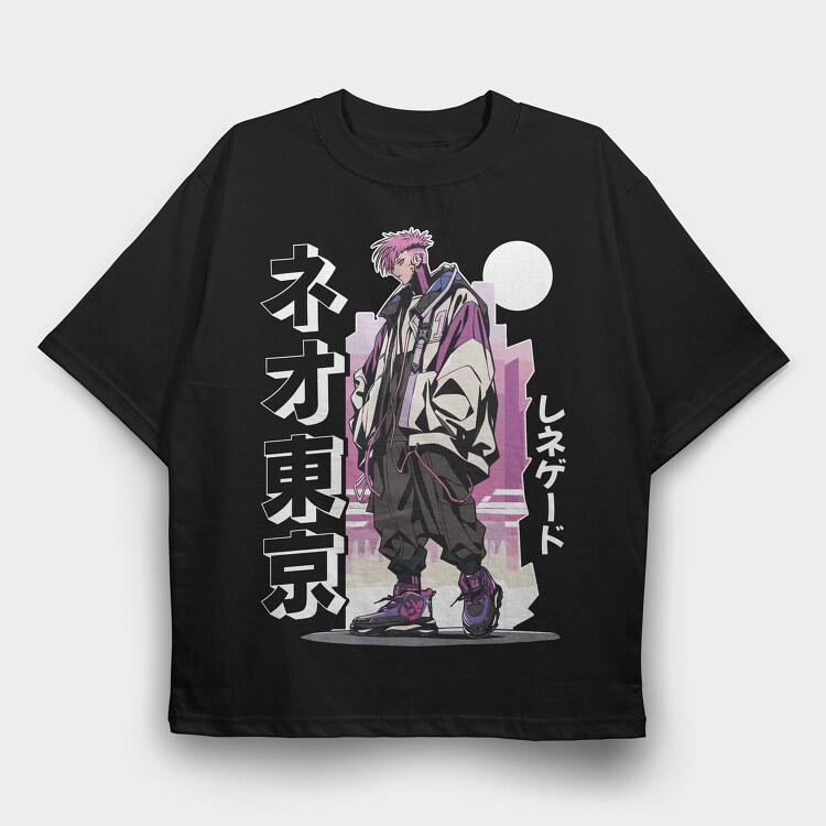 Anime Pink Hair Character, Tricou Oversize Barbati (Unisex)