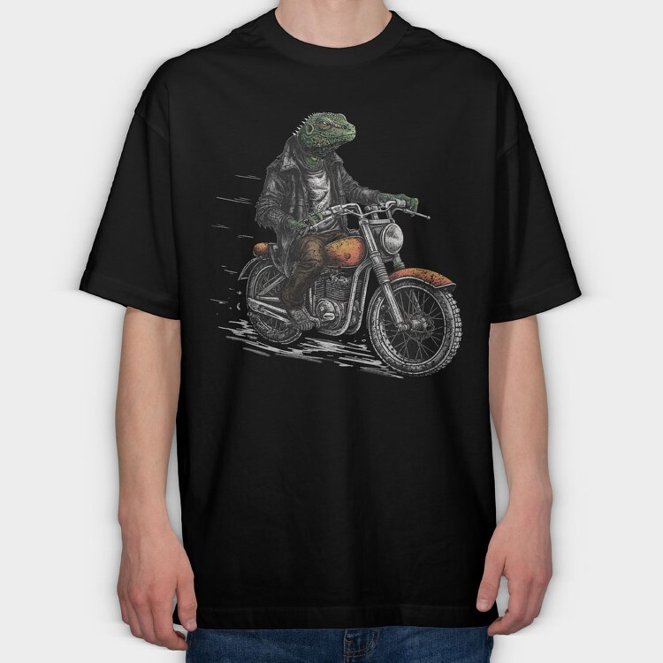 Motorbike Lizard, Tricou Oversize Barbati (Unisex)