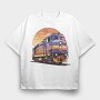 Retro Train, Tricou Oversize Barbati (Unisex)